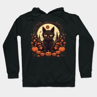 Black Cat with Pumpkins Hoodie